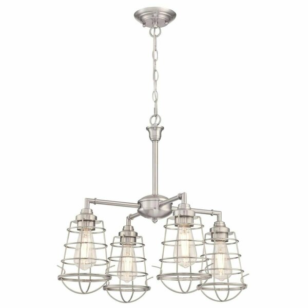 Brilliantbulb 4 Light Chandelier & Semi-Flush with Cage Shades - Brushed Nickel BR2690108